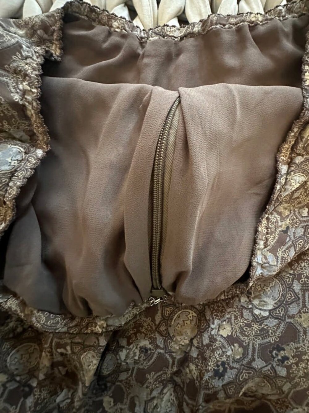 J.Jill Brown Boho Pattern Skirt | Size L | Flowy Midi | Lined - Picture 7 of 11